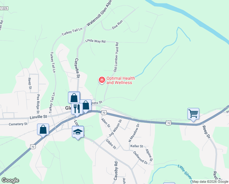 map of restaurants, bars, coffee shops, grocery stores, and more near 814 Pitts Street in Morganton
