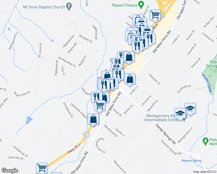 map of restaurants, bars, coffee shops, grocery stores, and more near 1793 West Broadway Avenue in Maryville