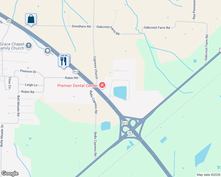 map of restaurants, bars, coffee shops, grocery stores, and more near 150 Herndon Drive in Bells