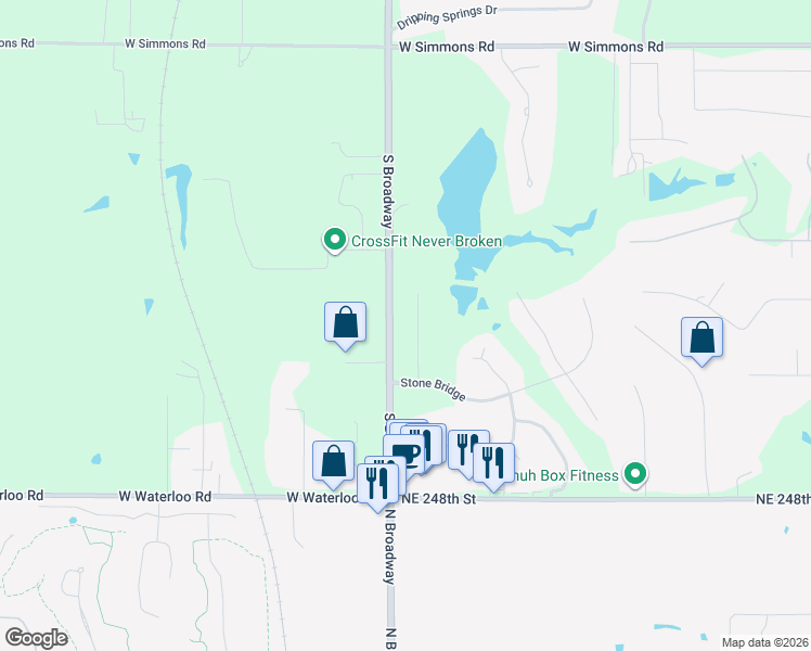 map of restaurants, bars, coffee shops, grocery stores, and more near 7425 Falcon Ridge in Edmond