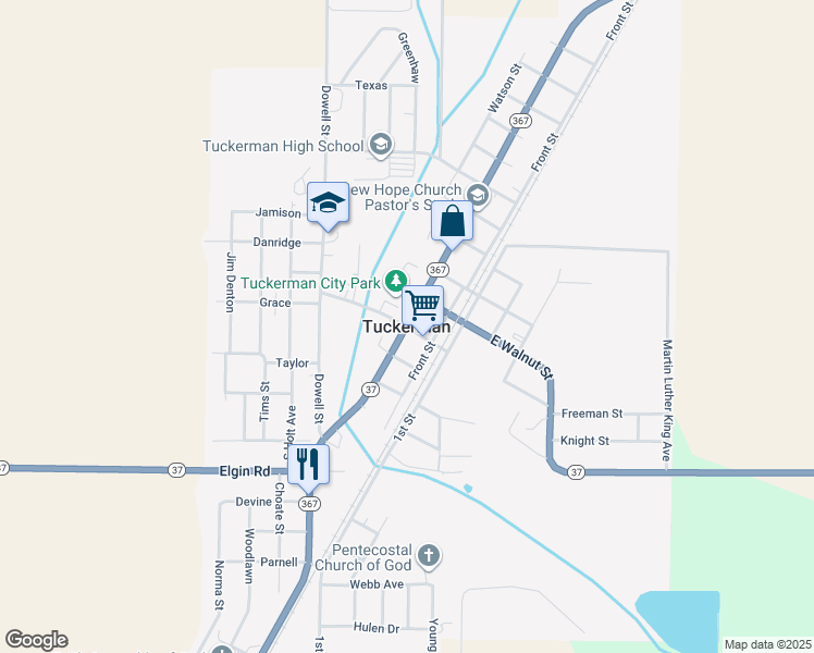 map of restaurants, bars, coffee shops, grocery stores, and more near in Tuckerman