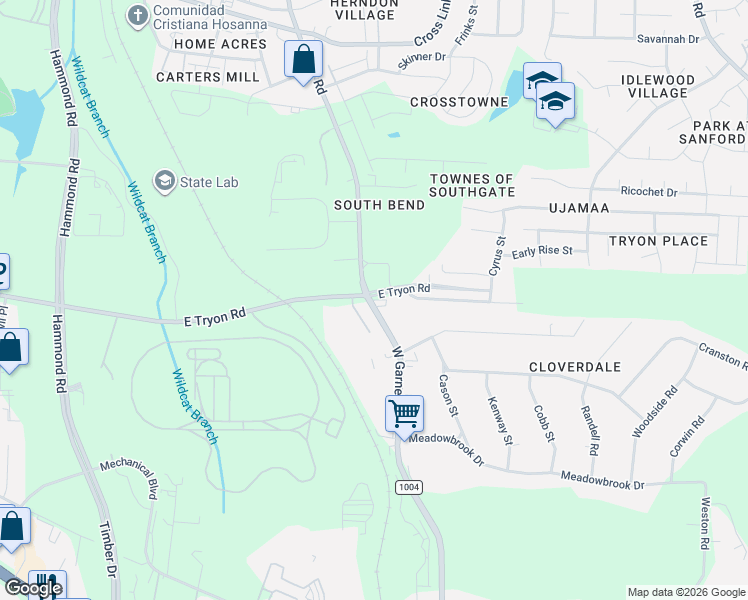 map of restaurants, bars, coffee shops, grocery stores, and more near in Raleigh