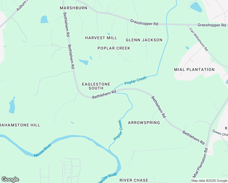 map of restaurants, bars, coffee shops, grocery stores, and more near 2577 Bethlehem Road in Raleigh