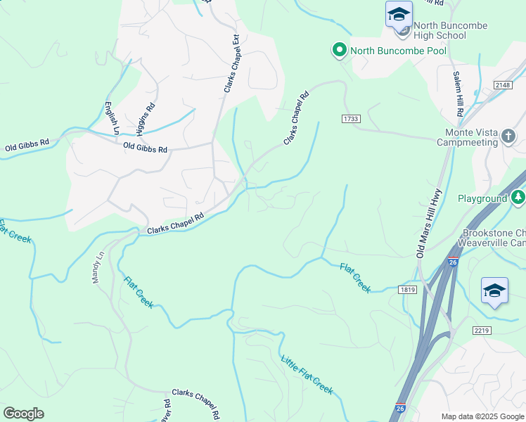 map of restaurants, bars, coffee shops, grocery stores, and more near 23 Ray Hollar Road in Weaverville