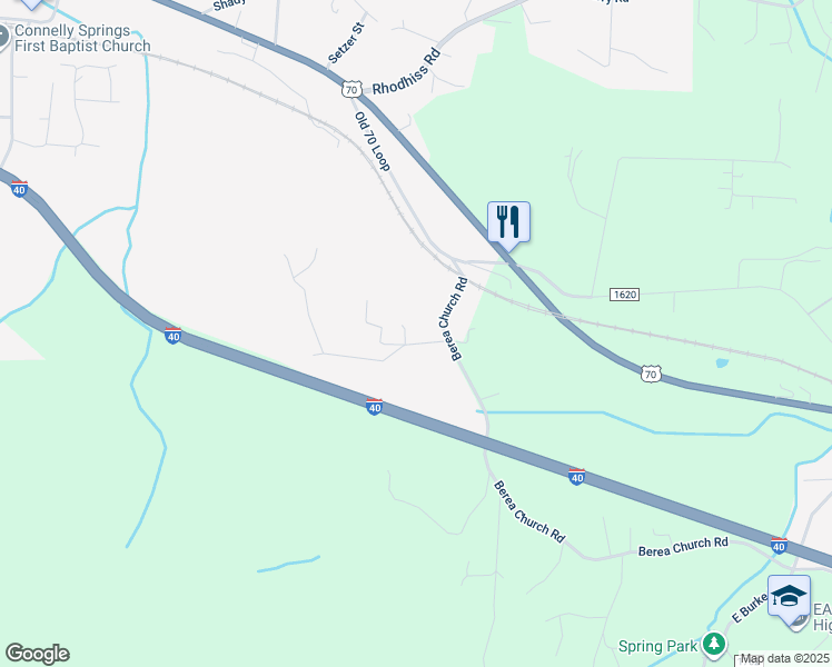 map of restaurants, bars, coffee shops, grocery stores, and more near 6952 Berea Avenue in Connelly Springs