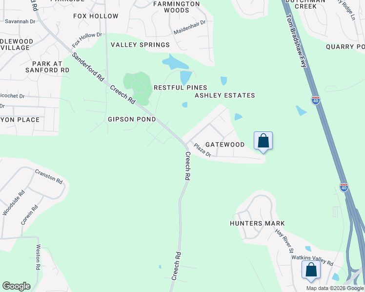 map of restaurants, bars, coffee shops, grocery stores, and more near 101 Gatewood Drive in Garner