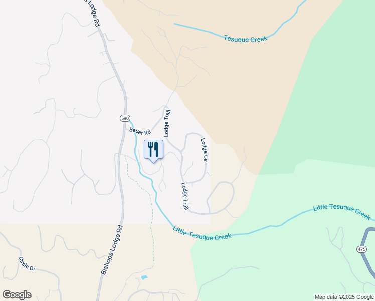 map of restaurants, bars, coffee shops, grocery stores, and more near 4B Lodge Circle in Santa Fe