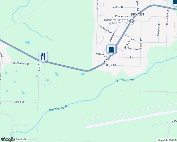 map of restaurants, bars, coffee shops, grocery stores, and more near 825 Heber Springs Road in Batesville