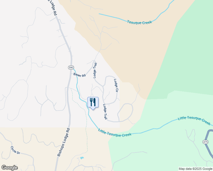 map of restaurants, bars, coffee shops, grocery stores, and more near 4B Lodge Circle in Santa Fe