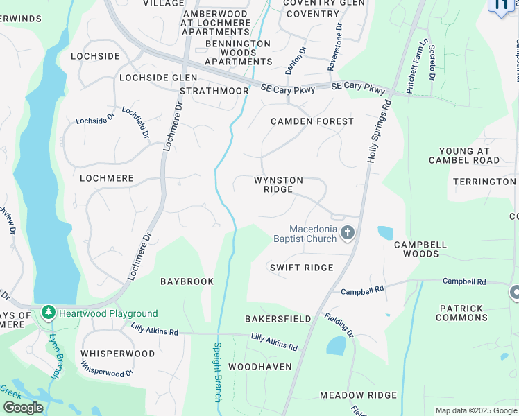 map of restaurants, bars, coffee shops, grocery stores, and more near 114 Buckden Place in Cary