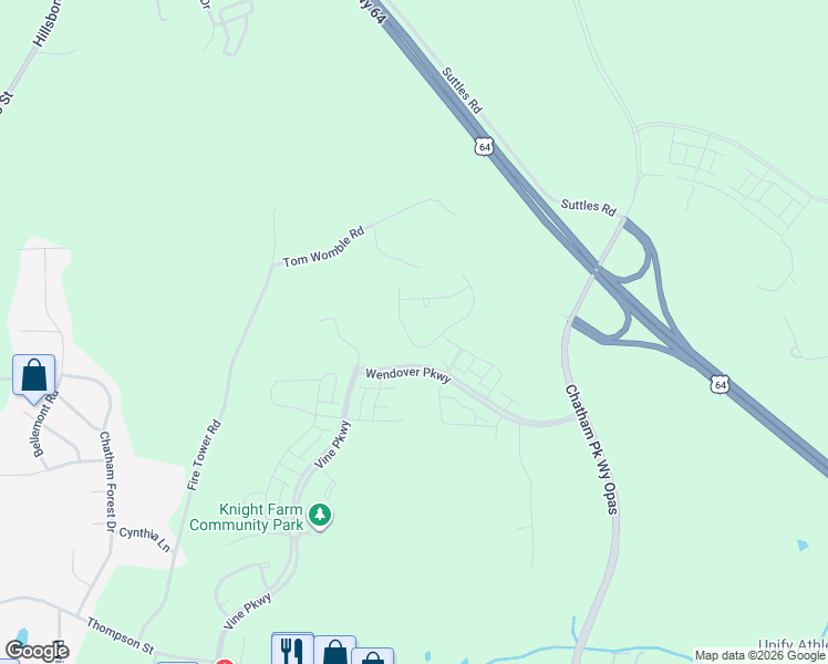 map of restaurants, bars, coffee shops, grocery stores, and more near in Pittsboro