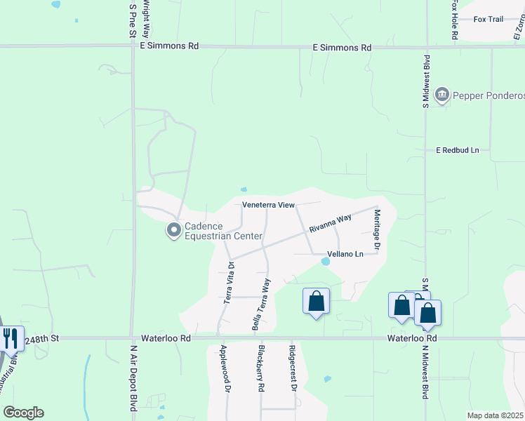 map of restaurants, bars, coffee shops, grocery stores, and more near 14203 Bella Terra Way in Edmond