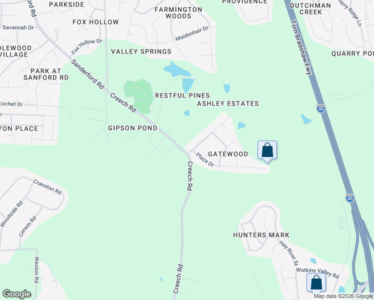 map of restaurants, bars, coffee shops, grocery stores, and more near 101 Gatewood Drive in Garner