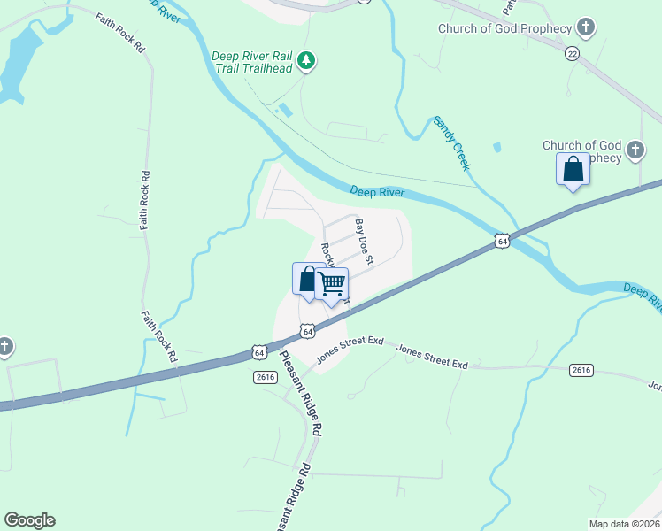 map of restaurants, bars, coffee shops, grocery stores, and more near 3814 Dawson Street in Ramseur