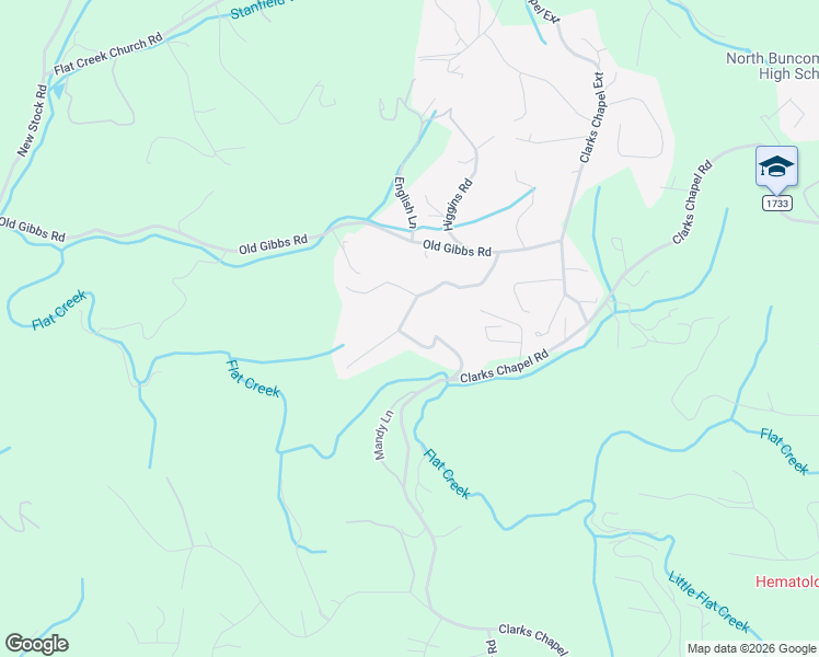 map of restaurants, bars, coffee shops, grocery stores, and more near 45 High Country Road in Weaverville