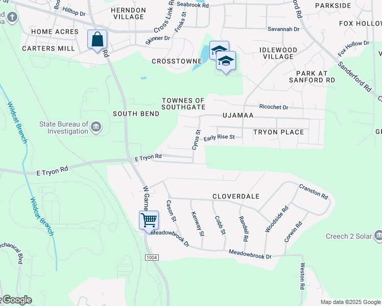 map of restaurants, bars, coffee shops, grocery stores, and more near 3772 Horseshoe Farm Street in Raleigh
