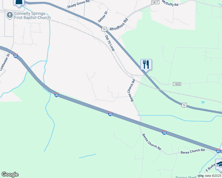 map of restaurants, bars, coffee shops, grocery stores, and more near 6952 Berea Avenue in Connelly Springs