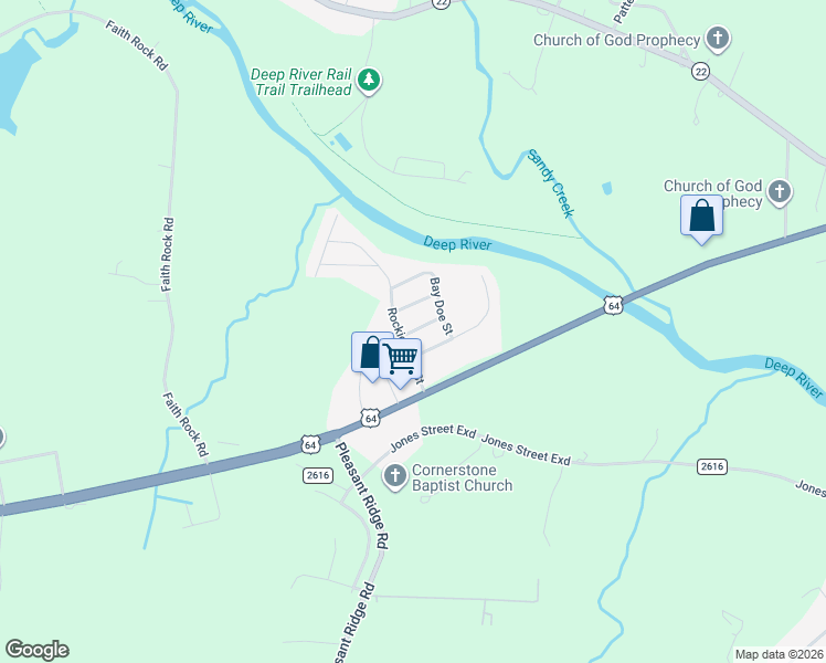 map of restaurants, bars, coffee shops, grocery stores, and more near 3814 Dawson Street in Ramseur