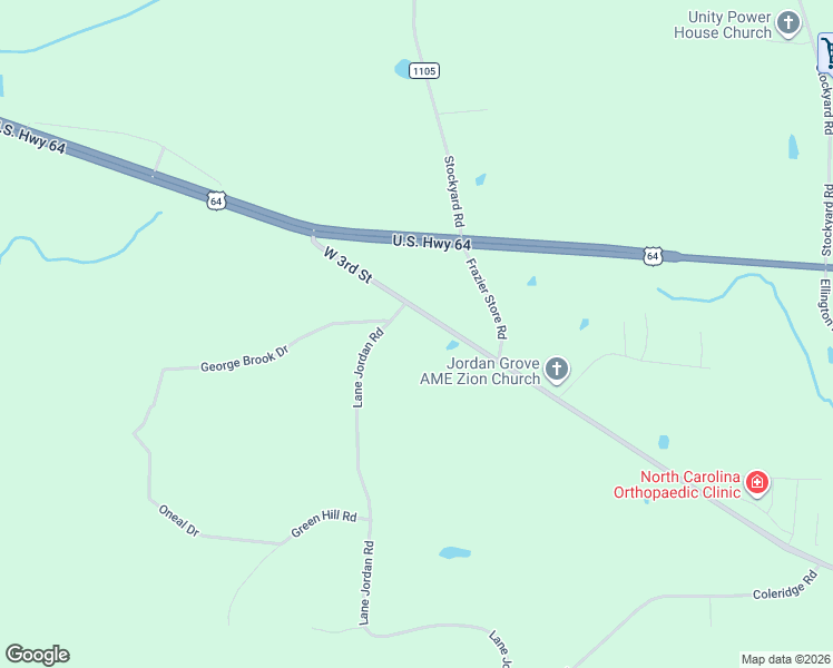 map of restaurants, bars, coffee shops, grocery stores, and more near 3456 Old US 64 in Siler City