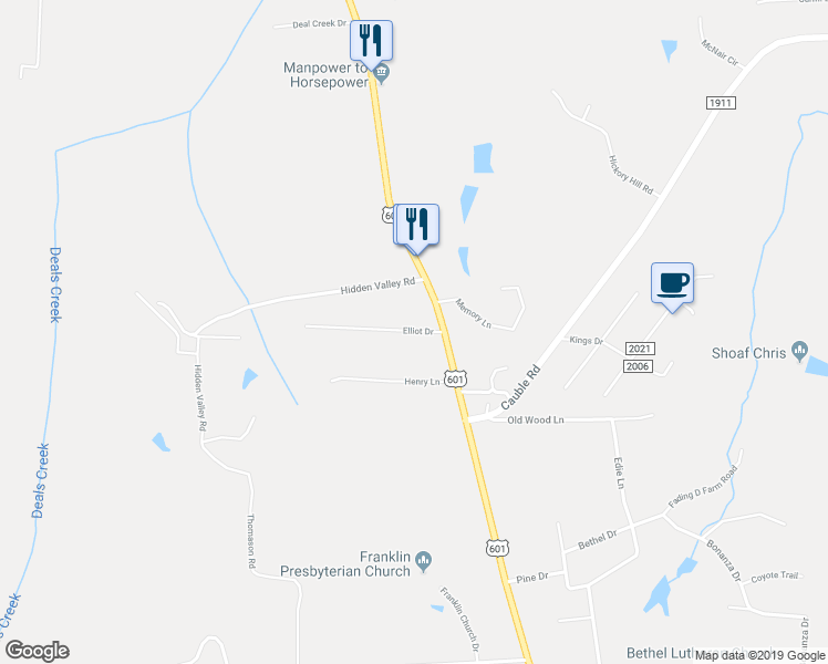 map of restaurants, bars, coffee shops, grocery stores, and more near 164 Elliot Drive in Salisbury