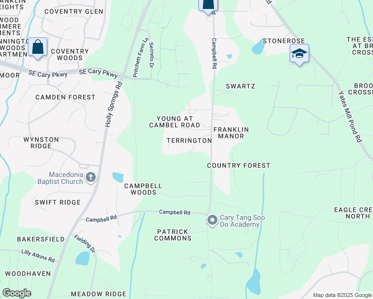 map of restaurants, bars, coffee shops, grocery stores, and more near 3308 Cookefield Court in Raleigh