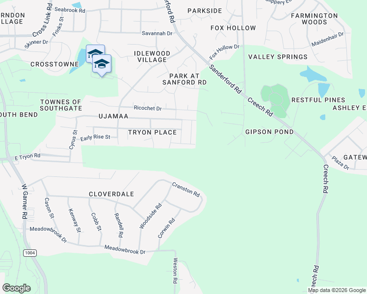 map of restaurants, bars, coffee shops, grocery stores, and more near 1524 Stark Spring Street in Raleigh