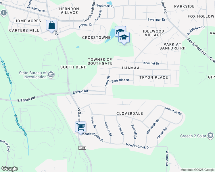 map of restaurants, bars, coffee shops, grocery stores, and more near 3772 Horseshoe Farm Street in Raleigh