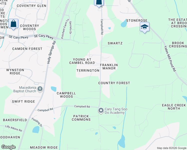 map of restaurants, bars, coffee shops, grocery stores, and more near 3321 Cookefield Court in Raleigh