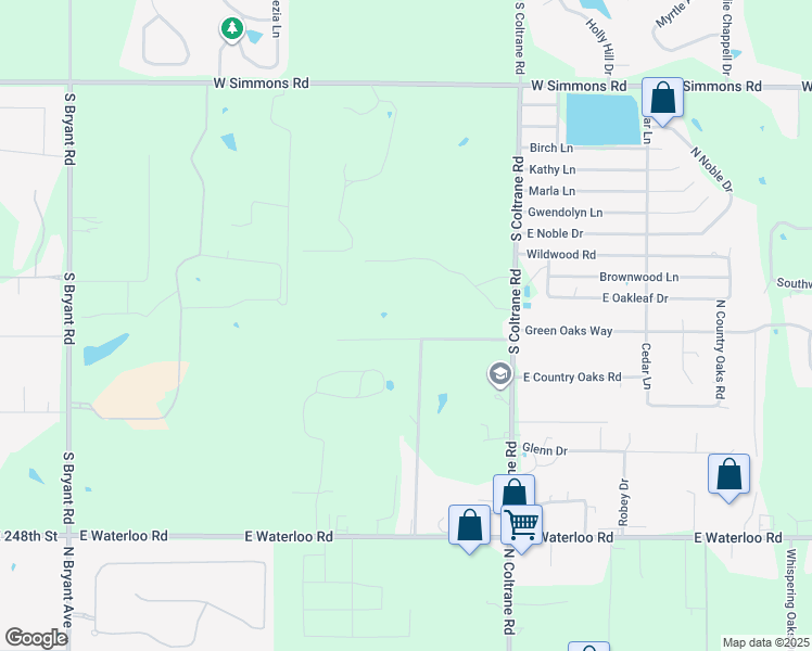 map of restaurants, bars, coffee shops, grocery stores, and more near 2575 East Waterloo Road in Edmond