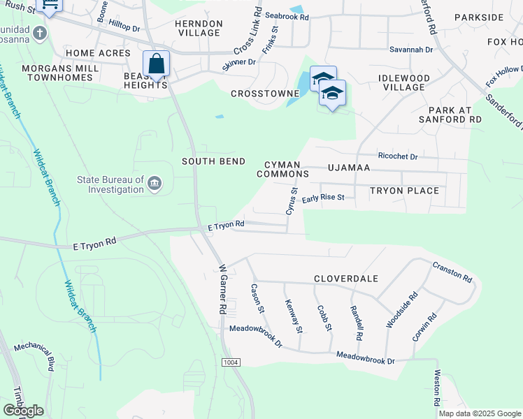 map of restaurants, bars, coffee shops, grocery stores, and more near 3737 Horseshoe Farm Street in Raleigh