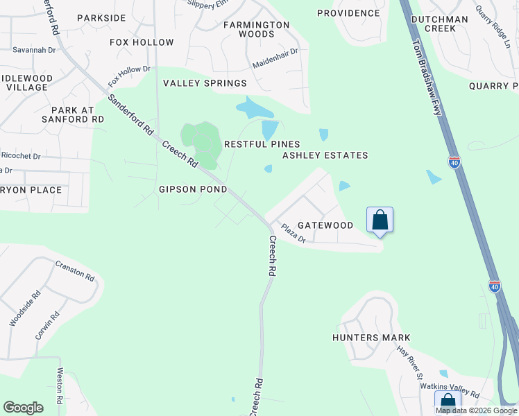 map of restaurants, bars, coffee shops, grocery stores, and more near 1504 Creech Road in Garner