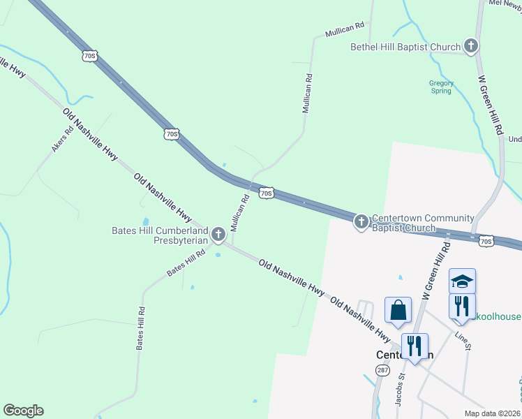 map of restaurants, bars, coffee shops, grocery stores, and more near 184 Mullican Road in McMinnville
