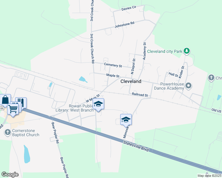 map of restaurants, bars, coffee shops, grocery stores, and more near 215 West Main Street in Cleveland