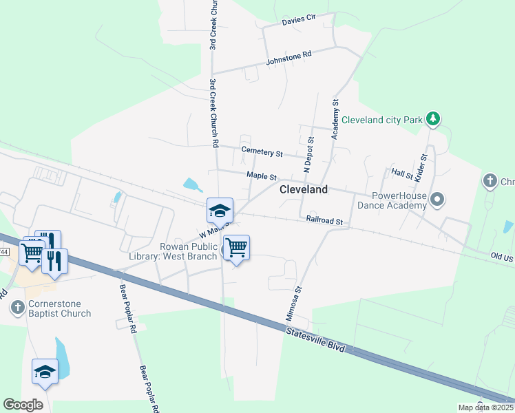 map of restaurants, bars, coffee shops, grocery stores, and more near 215 West Main Street in Cleveland