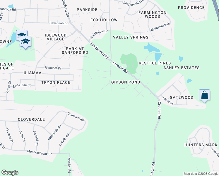 map of restaurants, bars, coffee shops, grocery stores, and more near 2537 Creech Road in Raleigh