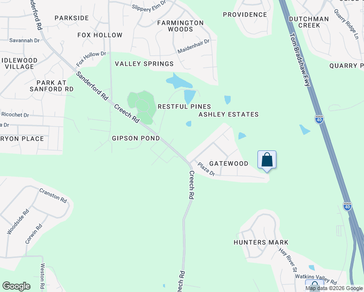 map of restaurants, bars, coffee shops, grocery stores, and more near 1504 Creech Road in Garner