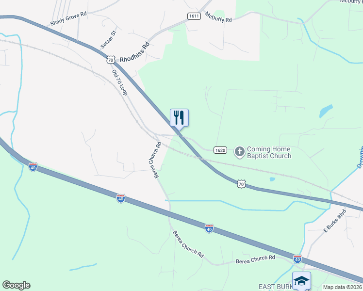 map of restaurants, bars, coffee shops, grocery stores, and more near 2960 U.S. 70 in Connelly Springs