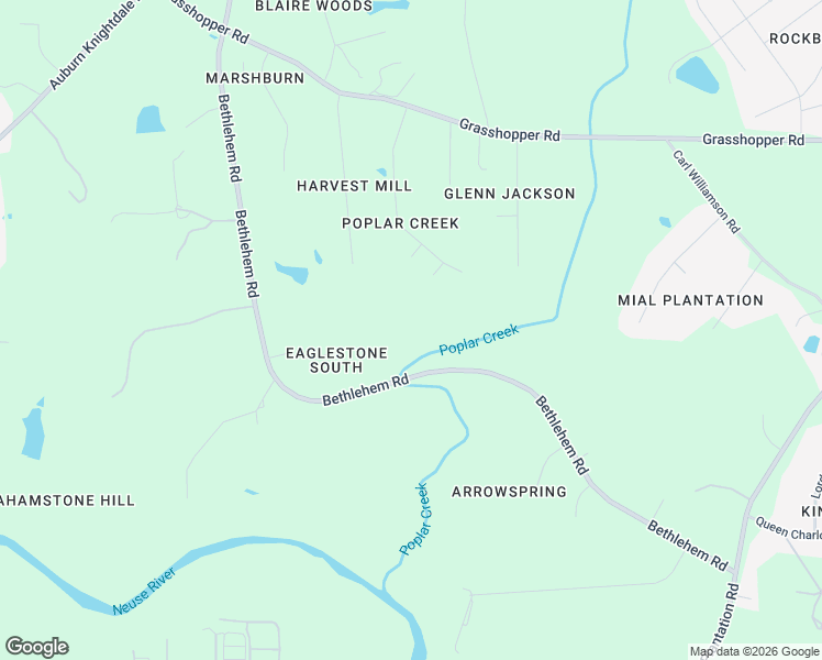 map of restaurants, bars, coffee shops, grocery stores, and more near 2577-2707 Bethlehem Road in Raleigh
