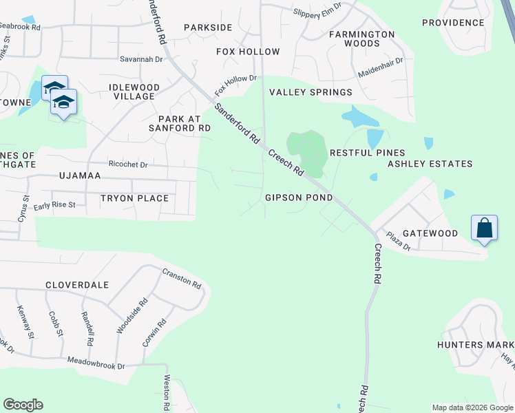 map of restaurants, bars, coffee shops, grocery stores, and more near 2537 Creech Road in Raleigh