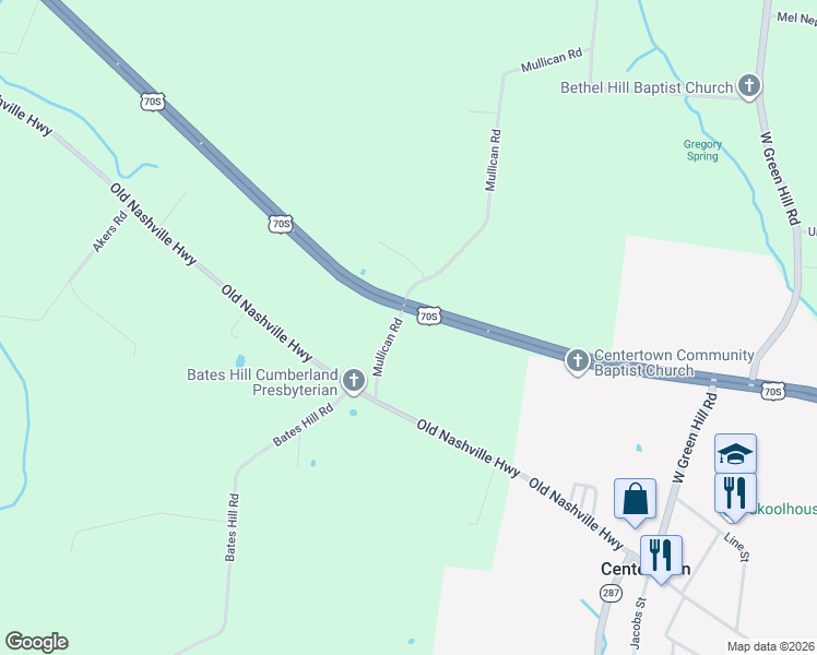 map of restaurants, bars, coffee shops, grocery stores, and more near 184 Mullican Road in McMinnville