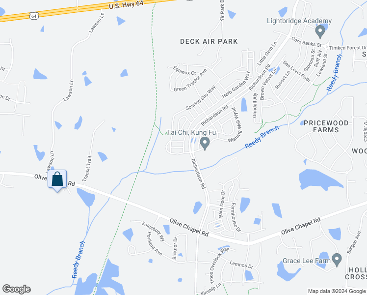 map of restaurants, bars, coffee shops, grocery stores, and more near Herb Garden Way in Apex