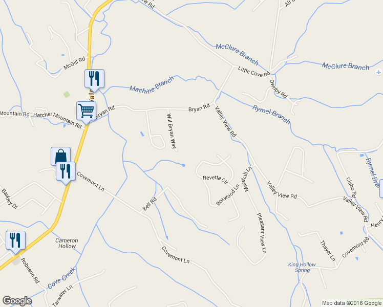 map of restaurants, bars, coffee shops, grocery stores, and more near 2948 Will Bryan Way in Sevierville