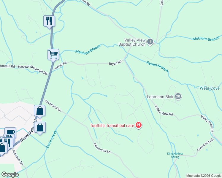map of restaurants, bars, coffee shops, grocery stores, and more near 2948 Will Bryan Way in Sevierville