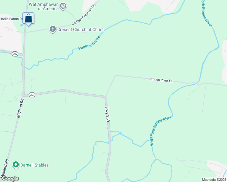 map of restaurants, bars, coffee shops, grocery stores, and more near 855 Stones River Lane in Murfreesboro