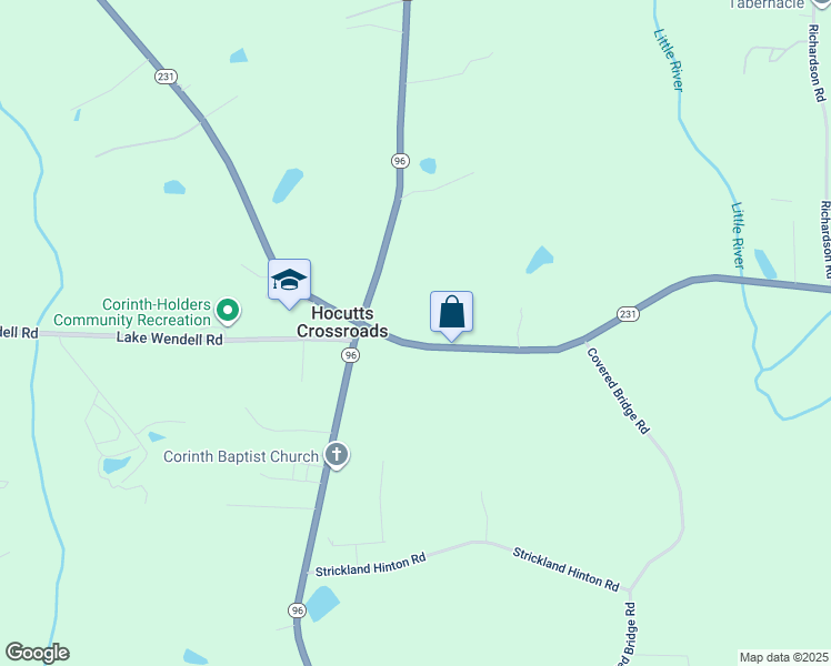 map of restaurants, bars, coffee shops, grocery stores, and more near 4239 North Carolina 231 in Zebulon