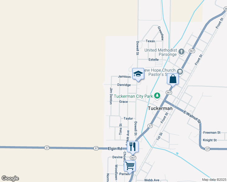 map of restaurants, bars, coffee shops, grocery stores, and more near 106 Jim Denton in Tuckerman