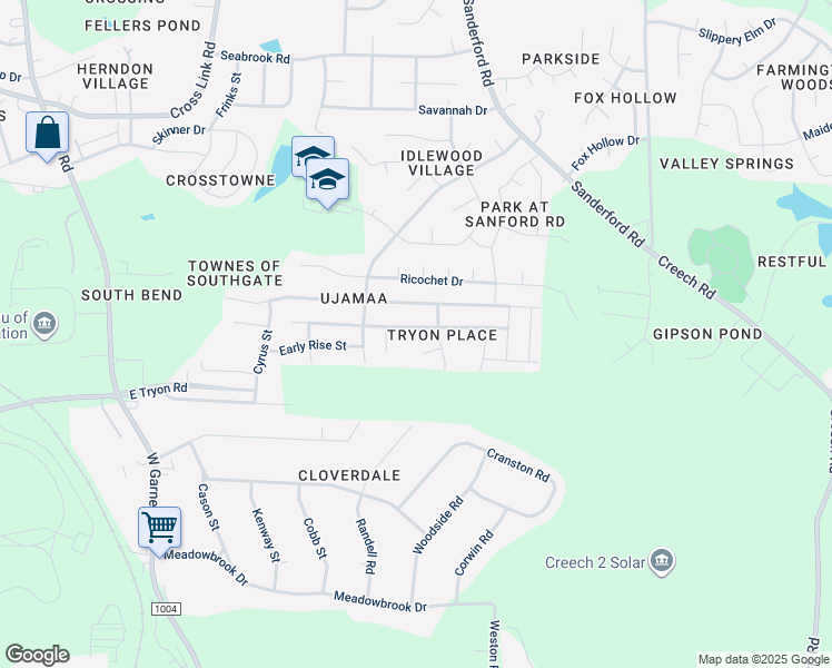 map of restaurants, bars, coffee shops, grocery stores, and more near 1324 Lombar Street in Raleigh