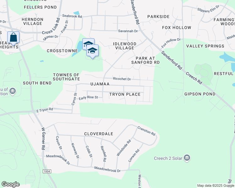 map of restaurants, bars, coffee shops, grocery stores, and more near 1324 Lombar Street in Raleigh