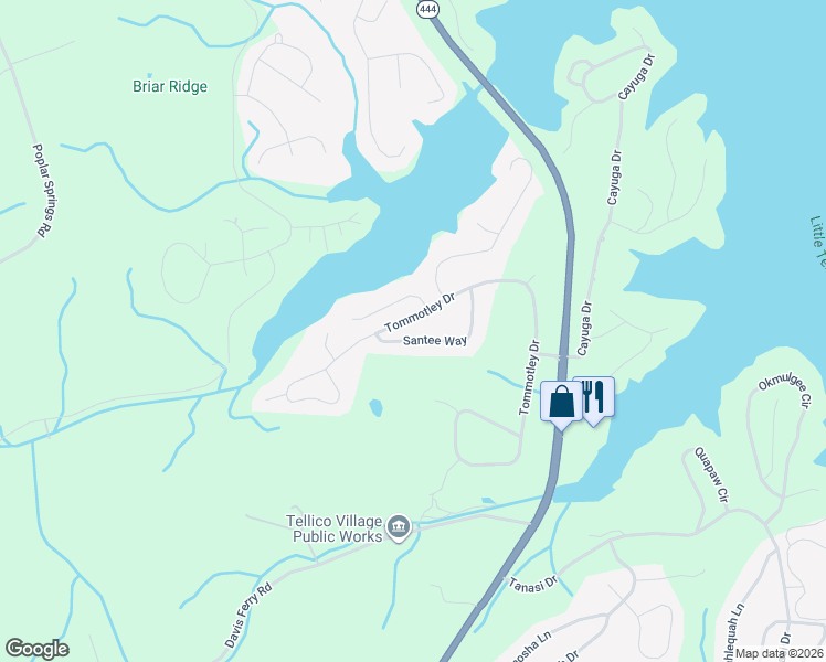 map of restaurants, bars, coffee shops, grocery stores, and more near 123 Santee Way in Loudon