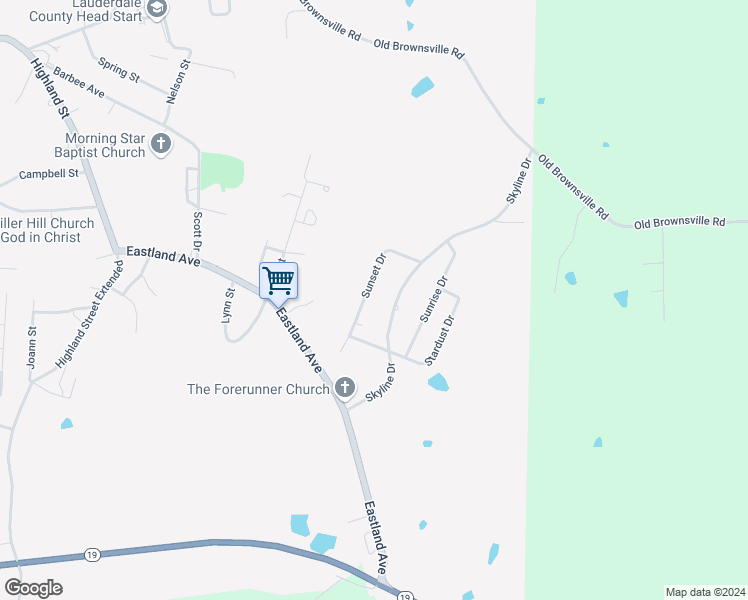 map of restaurants, bars, coffee shops, grocery stores, and more near 214 Sunset Drive in Ripley